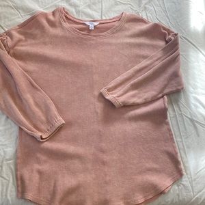 Pink waffle knit long sleeve T